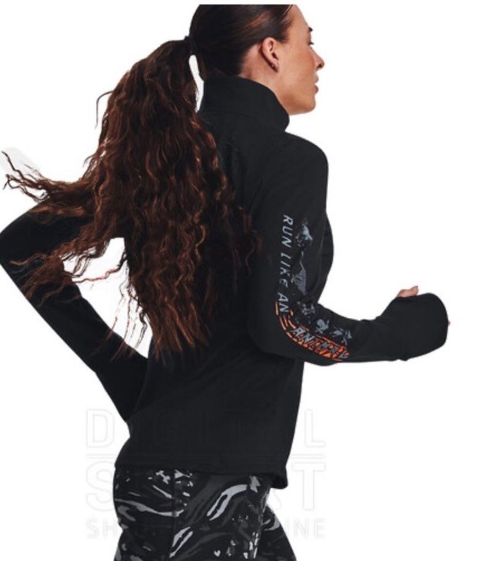 NWT Under Armour Women's 1/4 Zip Pullover Run Like An Animal Black Size Xs